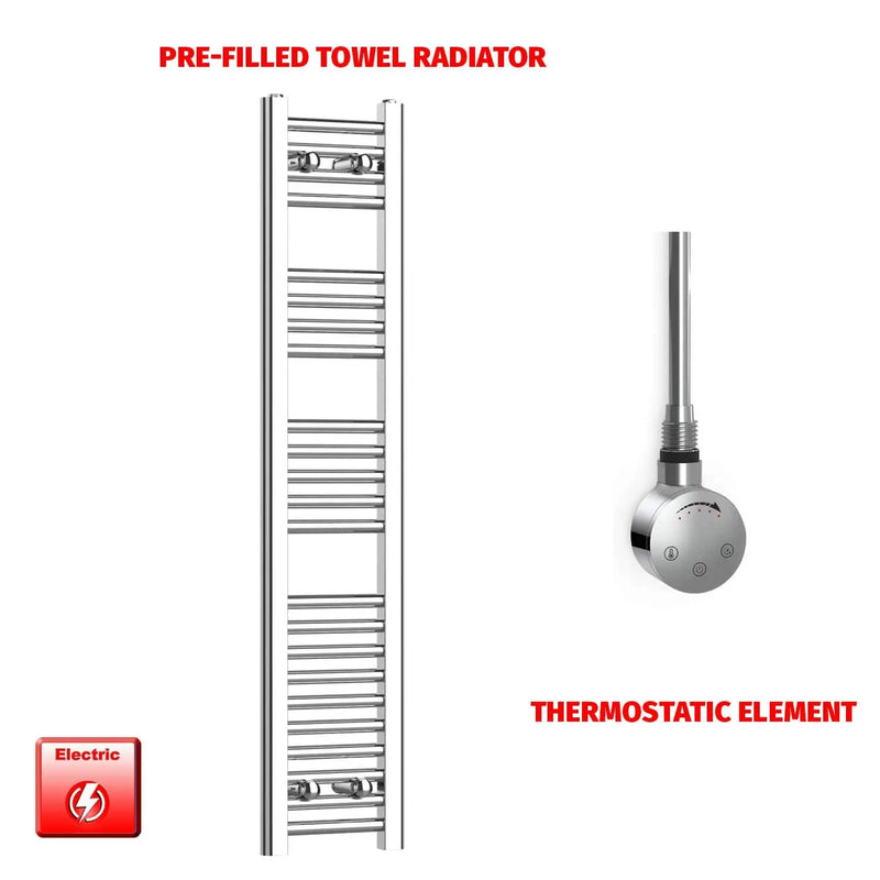 1200x250mm Pre-Filled Electric Heated Chrome Towel Rail