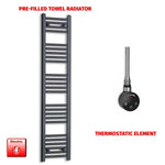 1400x300mm Flat Black Pre Filled Electric Towel Rail HTR