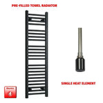 1200x300mm Flat Black Pre Filled Electric Towel Rail