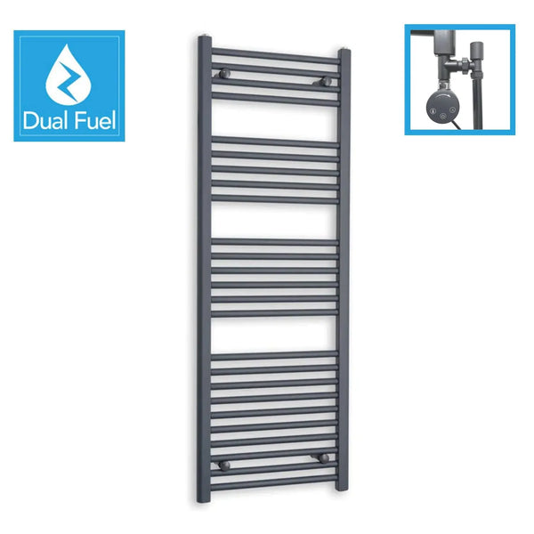 1400 x 500 Anthracite Dual Fuel Flat Heated Towel Rail