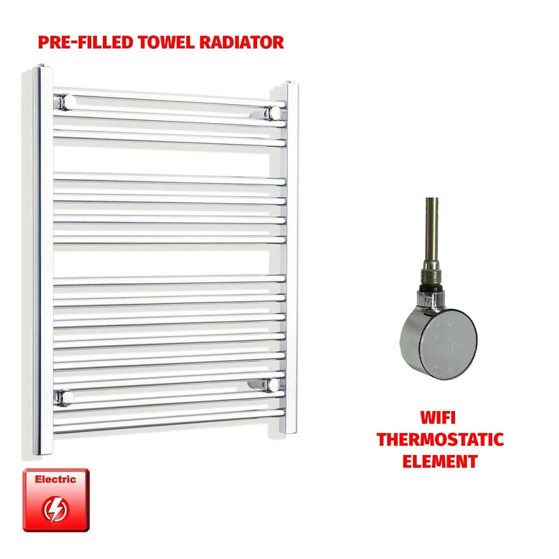 800x550mm Pre Filled Electric Towel Rail Straight Chrome