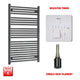 1200x700mm Flat Black Pre-Filled Electric Heated Towel Rail