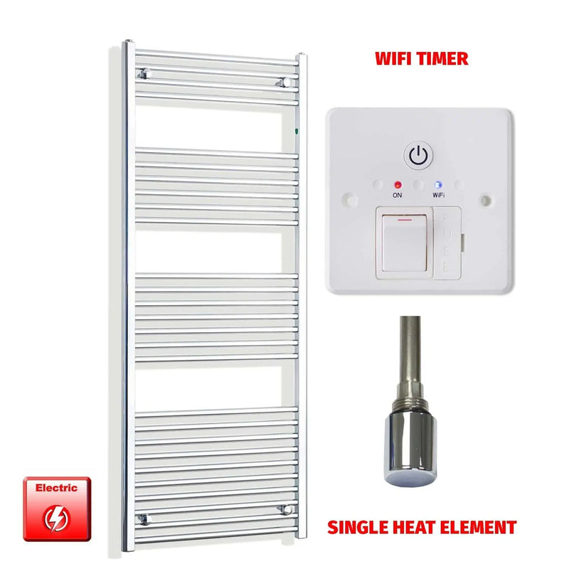 1600x550mm Electric Heated Towel Rail Straight Chrome