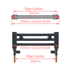 400 mm High x 350 mm Wide Heated Straight Towel Rail Radiator Chrome