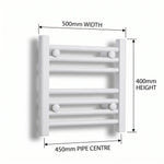 400 mm High x 500 mm Wide Towel Rail Radiator Flat White - Elegant Radiators
