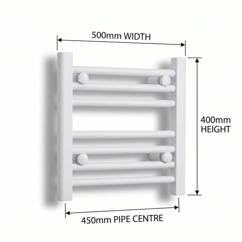 400 mm High x 500 mm Wide Towel Rail Radiator Flat White - Elegant Radiators