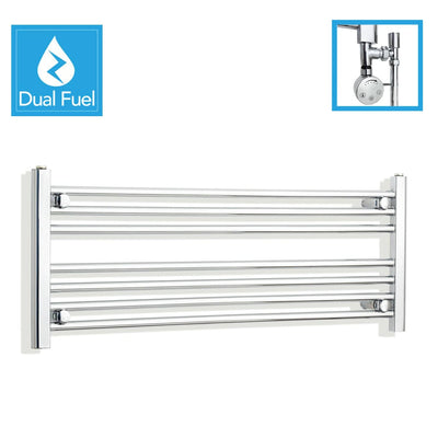 400x1000mm Chrome Dual Fuel Flat Heated Towel Rail