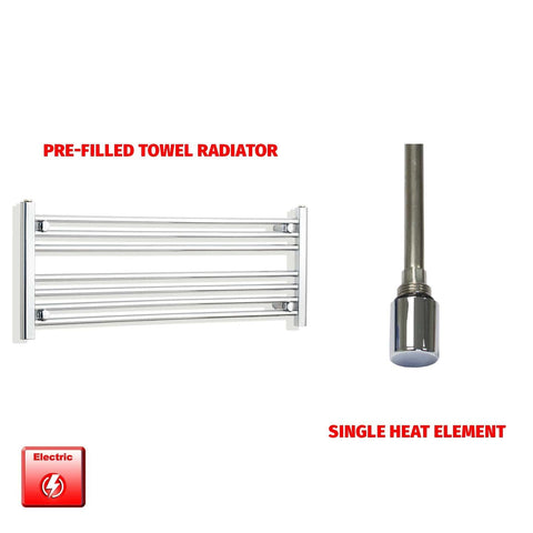 Single Heat / No Timer 400 x 1000 Pre-Filled Electric Heated Towel Radiator Straight Chrome