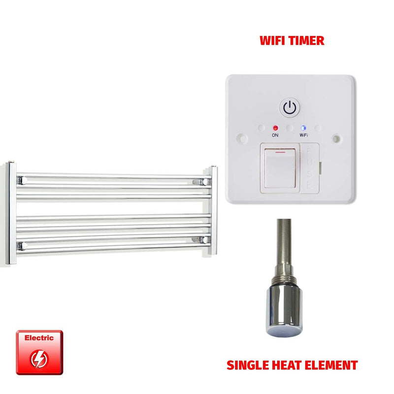 Single Heat / Wifi Timer 400 x 1000 Pre-Filled Electric Heated Towel Radiator Straight Chrome