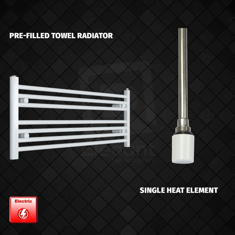 Single Heat / No Timer 400 x 1000 Pre-Filled Electric Heated Towel Radiator White HTR