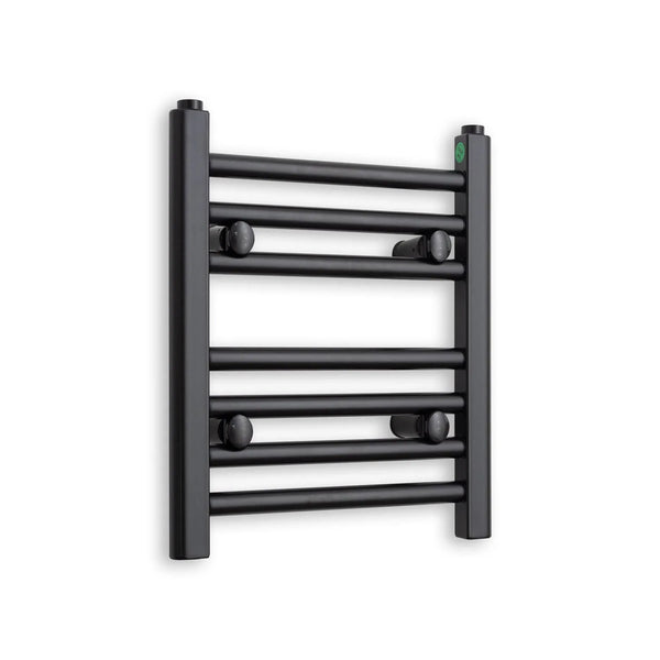 400 mm High x 300 mm Wide Flat Black Heated Towel Radiator - Towel Rail - detail
