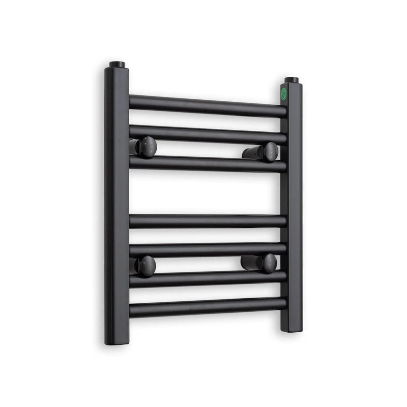 400 mm High x 300 mm Wide Flat Black Heated Towel Radiator - Towel Rail - detail