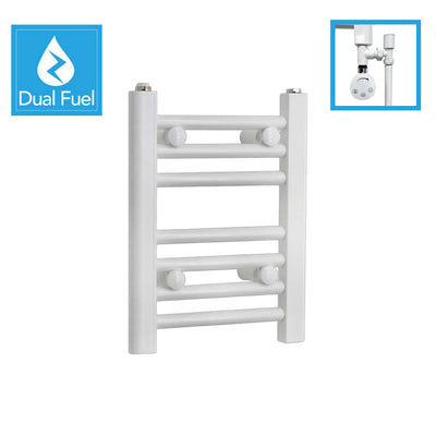 400 x 300 White Dual Fuel Flat Heated Towel Rail Radiator