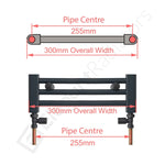 400x300mm Dual Fuel Flat Black Heated Towel Rail Radiator - detail