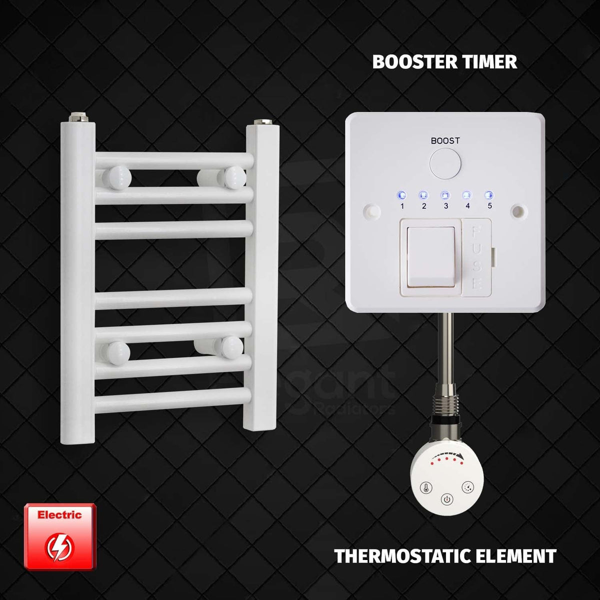 ER-Touch Thermostatic / Booster Timer 400 x 300 Pre-Filled Electric Heated Towel Radiator White HTR