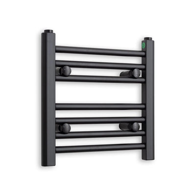 400 mm High x 400 mm Wide Flat Black Heated Towel Radiator