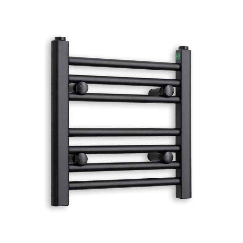400 mm High x 400 mm Wide Flat Black Heated Towel Radiator - Towel Rail - detail