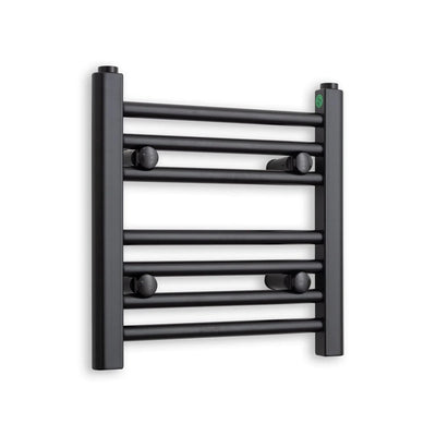 400x400mm Dual Fuel Flat Black Heated Towel Rail Radiator