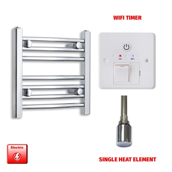 Flat / Single Heat / Wifi Timer 400 x 400 Pre-Filled Electric Heated Chrome Towel Radiator