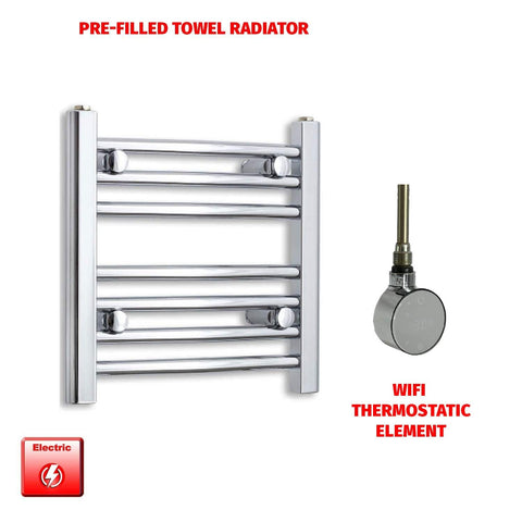 Flat / ER-Wifi Thermostatic / No Timer 400 x 450 Pre-Filled Electric Heated Towel Radiator Straight Chrome