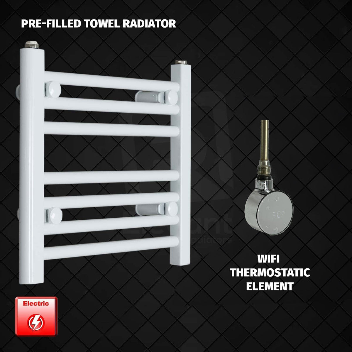 ER-Wifi Thermostatic / No Timer 400 x 500 Pre-Filled Electric Heated Towel Rail Radiator White HTR