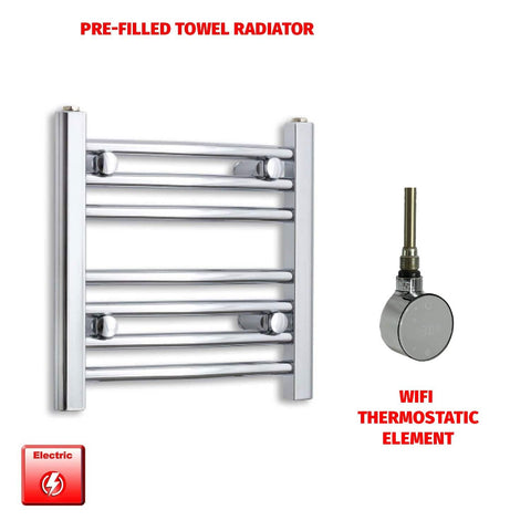 Flat / ER-Wifi Thermostatic / No Timer 400 x 500 Pre-Filled Electric Towel Radiator Straight or Curved Chrome