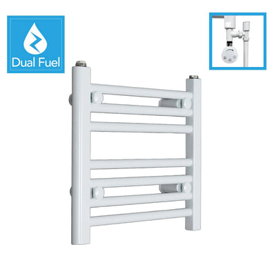 400 x 500 White Dual Fuel Flat Heated Towel Rail Radiator