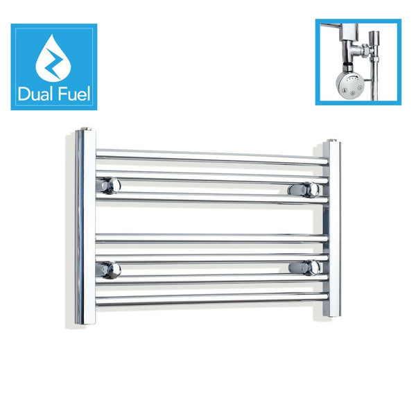 400 x 600 Chrome Dual Fuel Flat Heated Towel Rail Radiator