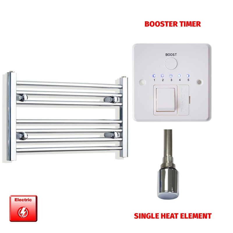 Flat / Single Heat / Booster Timer 400 x 600 Pre-Filled Electric Heated Towel Radiator Chrome