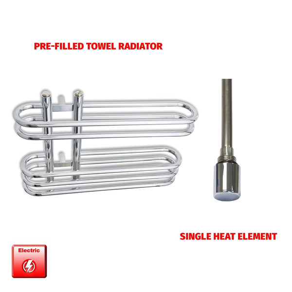 Single Heat / No Timer 400 x 600 Salina Chrome Designer Pre-Filled Electric Towel Radiator