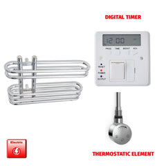 ER-Touch Thermostatic / Digital Timer 400 x 600 Salina Chrome Designer Pre-Filled Electric Towel Radiator