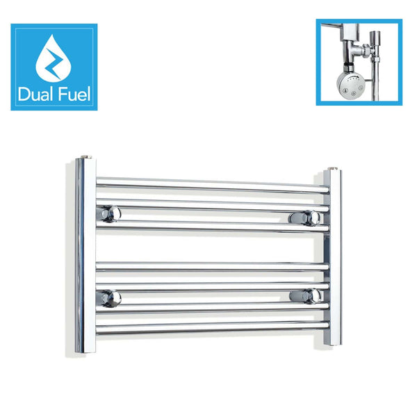 400 x 700 Chrome Dual Fuel Flat Heated Towel Rail Radiator