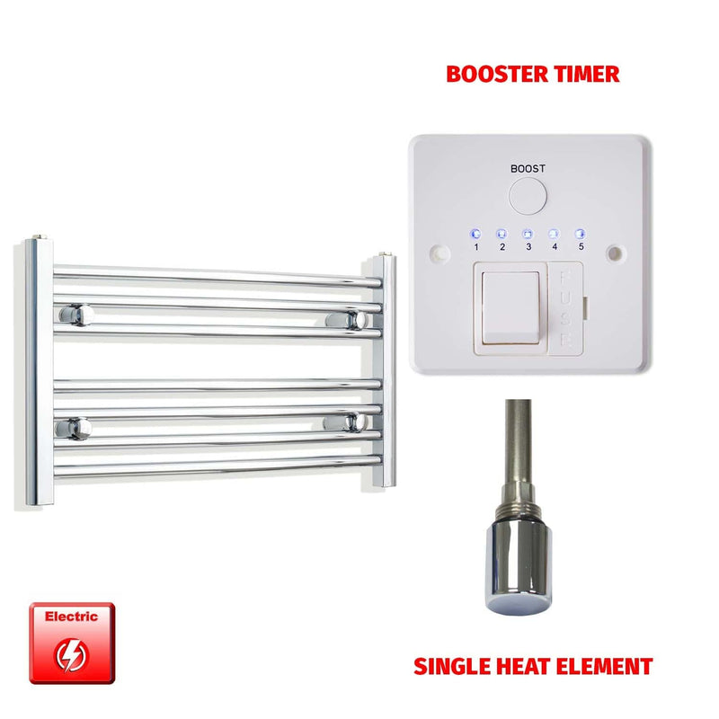 Flat / Single Heat / Booster Timer 400 x 700 Pre-Filled Electric Heated Towel Radiator Chrome