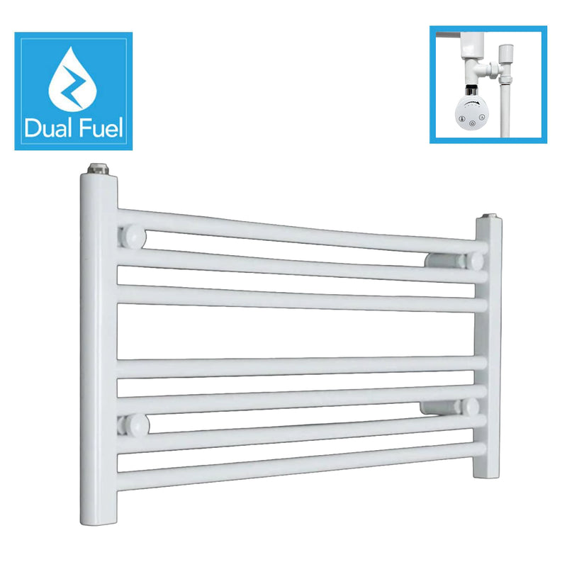 400 x 800 White Dual Fuel Flat Heated Towel Rail Radiator