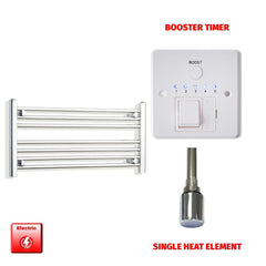 Single Heat / Booster Timer 400 x 800 Pre-Filled Electric Heated Towel Radiator Straight Chrome