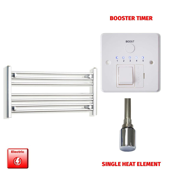 Single Heat / Booster Timer 400 x 800 Pre-Filled Electric Heated Towel Radiator Straight Chrome