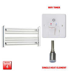 Single Heat / Wifi Timer 400 x 800 Pre-Filled Electric Heated Towel Radiator Straight Chrome