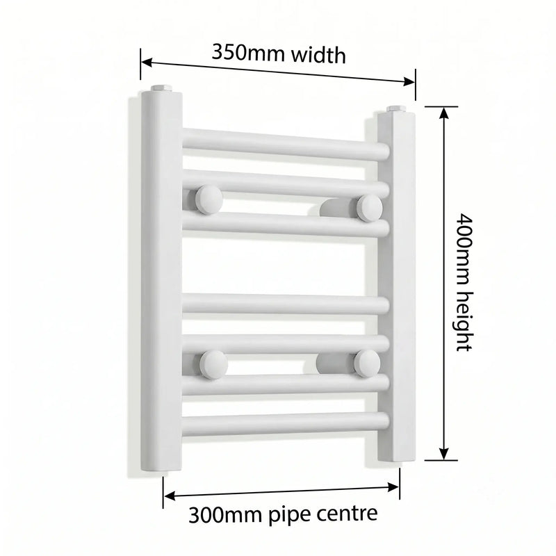 400x350mm Heated Towel Rail Radiator Flat White - Elegant Radiators