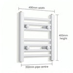 400x400mm Heated Towel Radiator Flat White Central Heating - Elegant Radiators