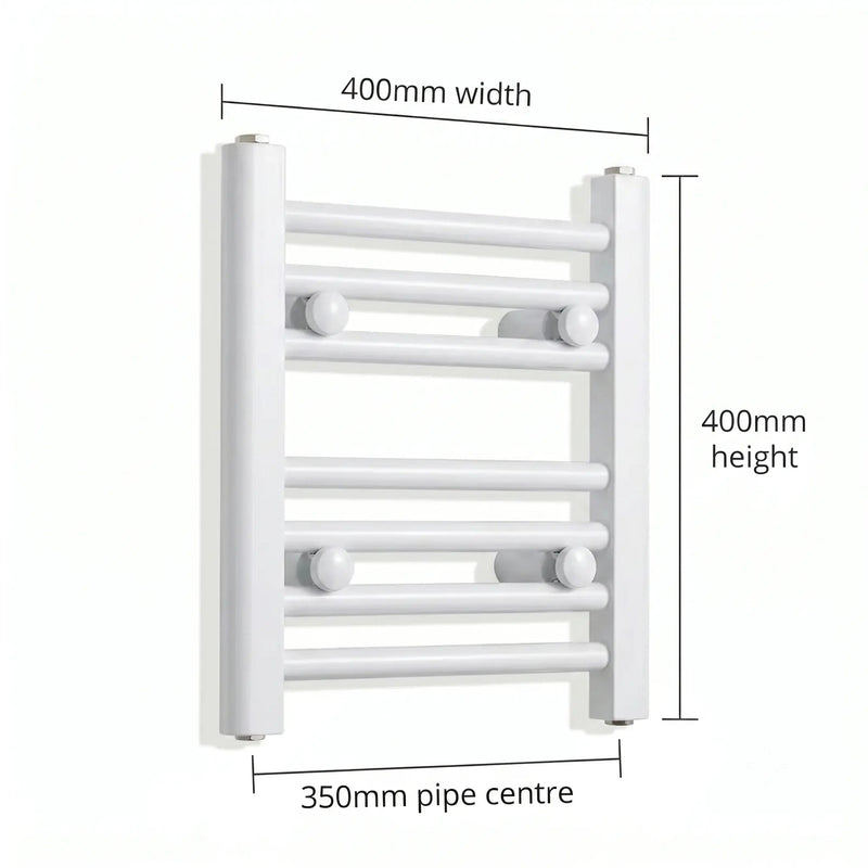 400x400mm Heated Towel Radiator Flat White Central Heating - Elegant Radiators