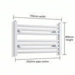 400x700mm Towel Rail Radiator Flat White Central Heating - Elegant Radiators