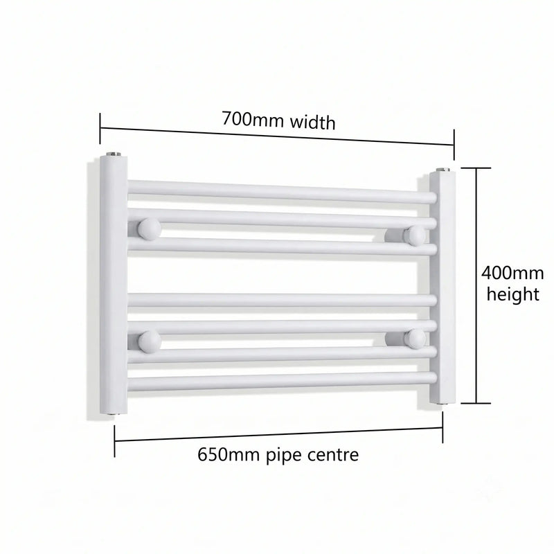 400x700mm Towel Rail Radiator Flat White Central Heating - Elegant Radiators