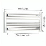 400x800mm Heated Straight Towel Rail Radiator Chrome - Elegant Radiators