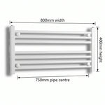 400x800mm Heated Towel Radiator Flat White Central Heating - Elegant Radiators