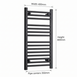 400x800mm Black towel rails dimensions