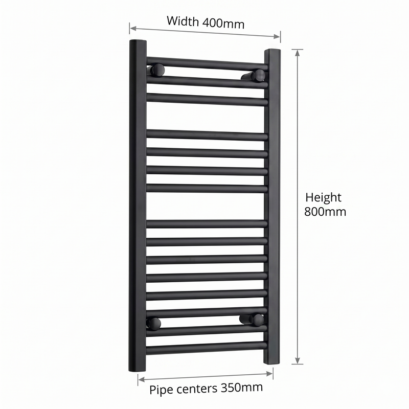 400x800mm Black towel rails dimensions