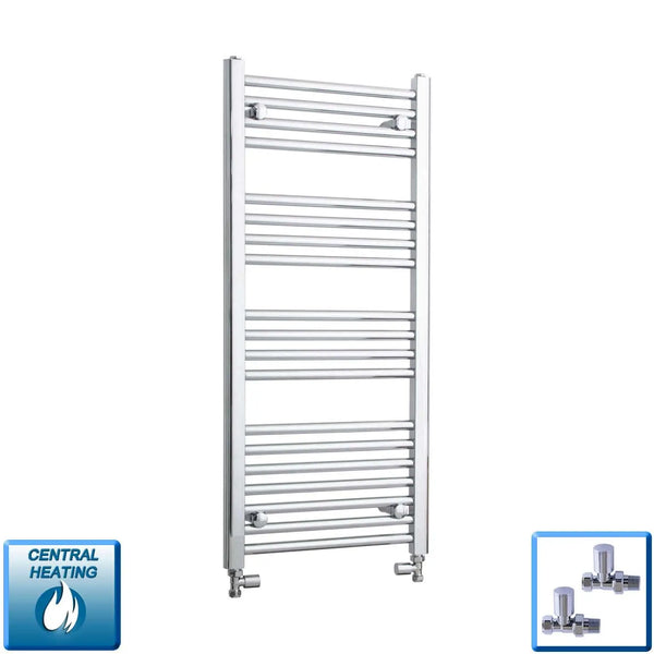 1000x450mm Heated Straight or Curved Towel Rail Chrome