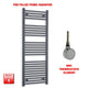 1400x500mm Flat Anthracite Pre-Filled Electric Heated Towel Rail