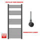 1200 x 500mm Flat Black Electric Towel Rail Pre-Filled
