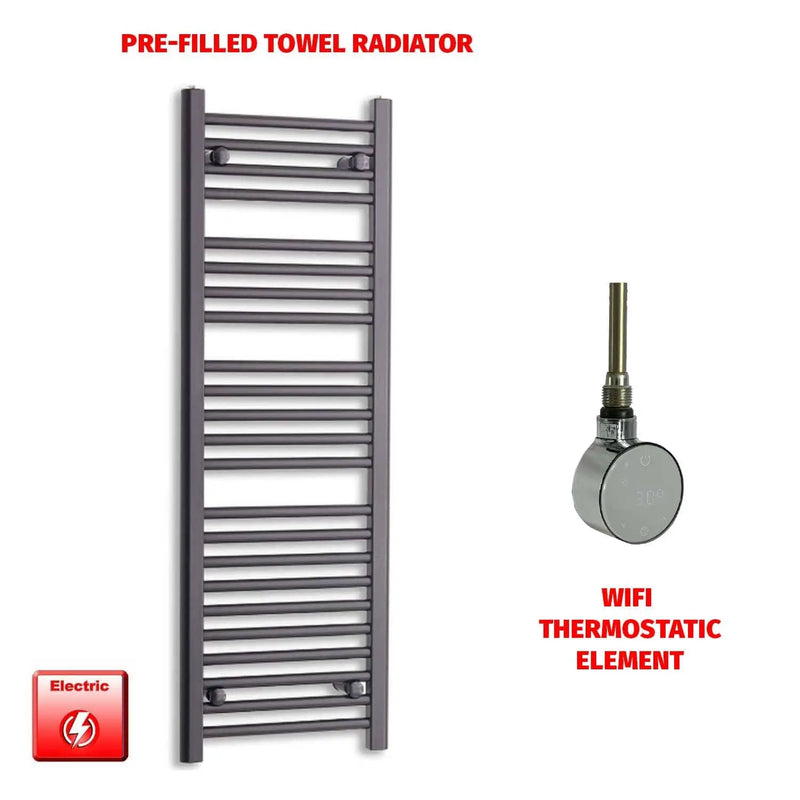 1200x450mm Flat Black Pre Filled Electric Towel Rail